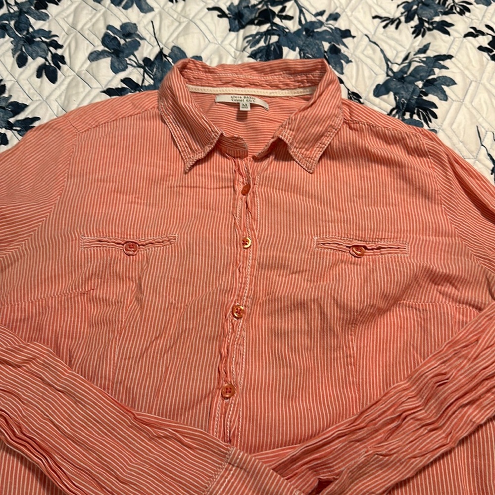 Sfera Casual Basic Striped Women’s Size M Button … - image 5